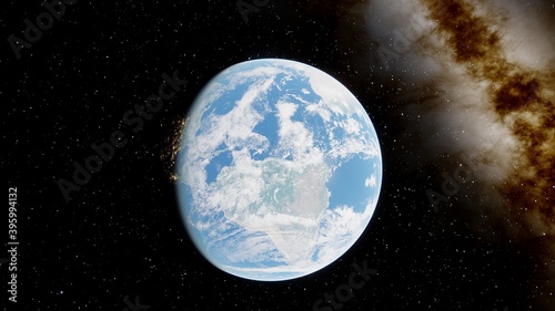 Earth planet viewed from space, 3d render of planet Earth, science fiction illustration