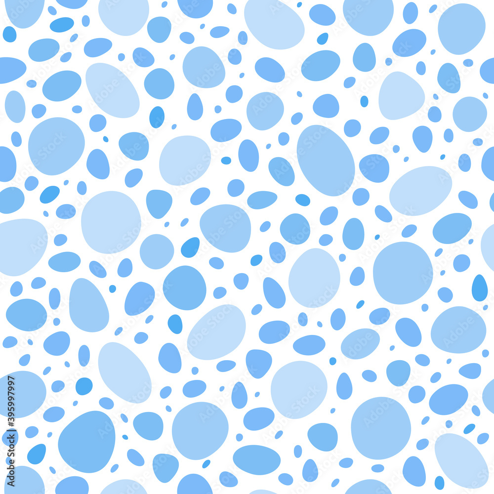Seamless pattern of spots of different sizes and shades of blue, on a light background . Seamless pattern of spots of different sizes and shades of blue, on a light background .