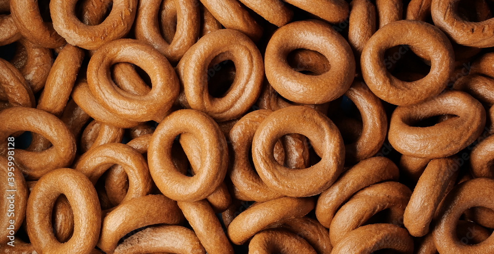 Fototapeta premium Background from chocolate little bagels