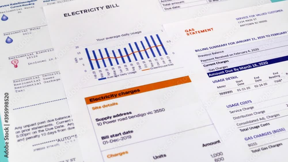 Communal payments. Utility statement, Gas statement and Electricity bill. Close-up Communal payments. Utility statement, Gas statement and Electricity bill. Close-up