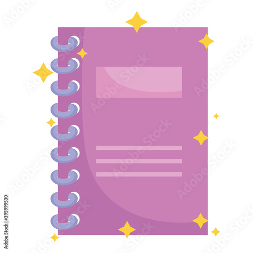 back to school, book with spiral supply cartoon icon