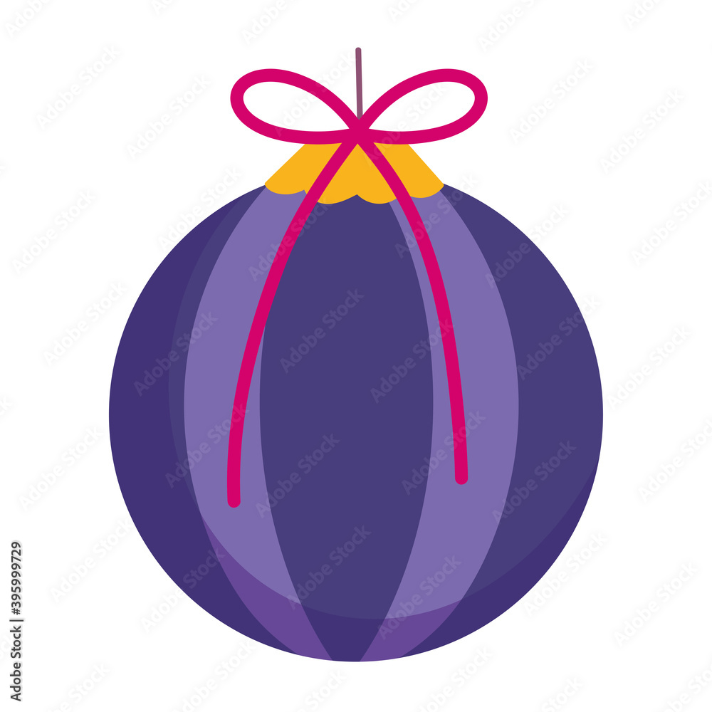 merry christmas purple ball with bow decoration and celebration icon merry christmas purple ball with bow decoration and celebration icon