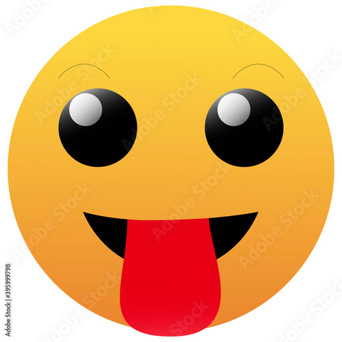 Vector face emoji emoticon with tongue out isolated on white background