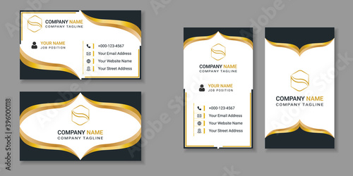 Modern and creative golden business card design. Luxury visiting card template.