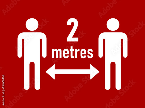 Keep Your Distance 2 Metres or 2 m Social Distancing Warning Symbol. Vector Image.