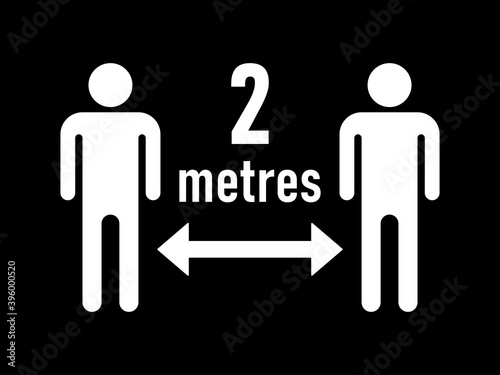 Keep Your Distance 2 Metres or 2 m Social Distancing Warning Symbol. Vector Image.