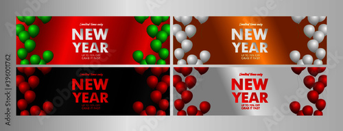 new year sale up to 70% event text label on black background vector design illustration.