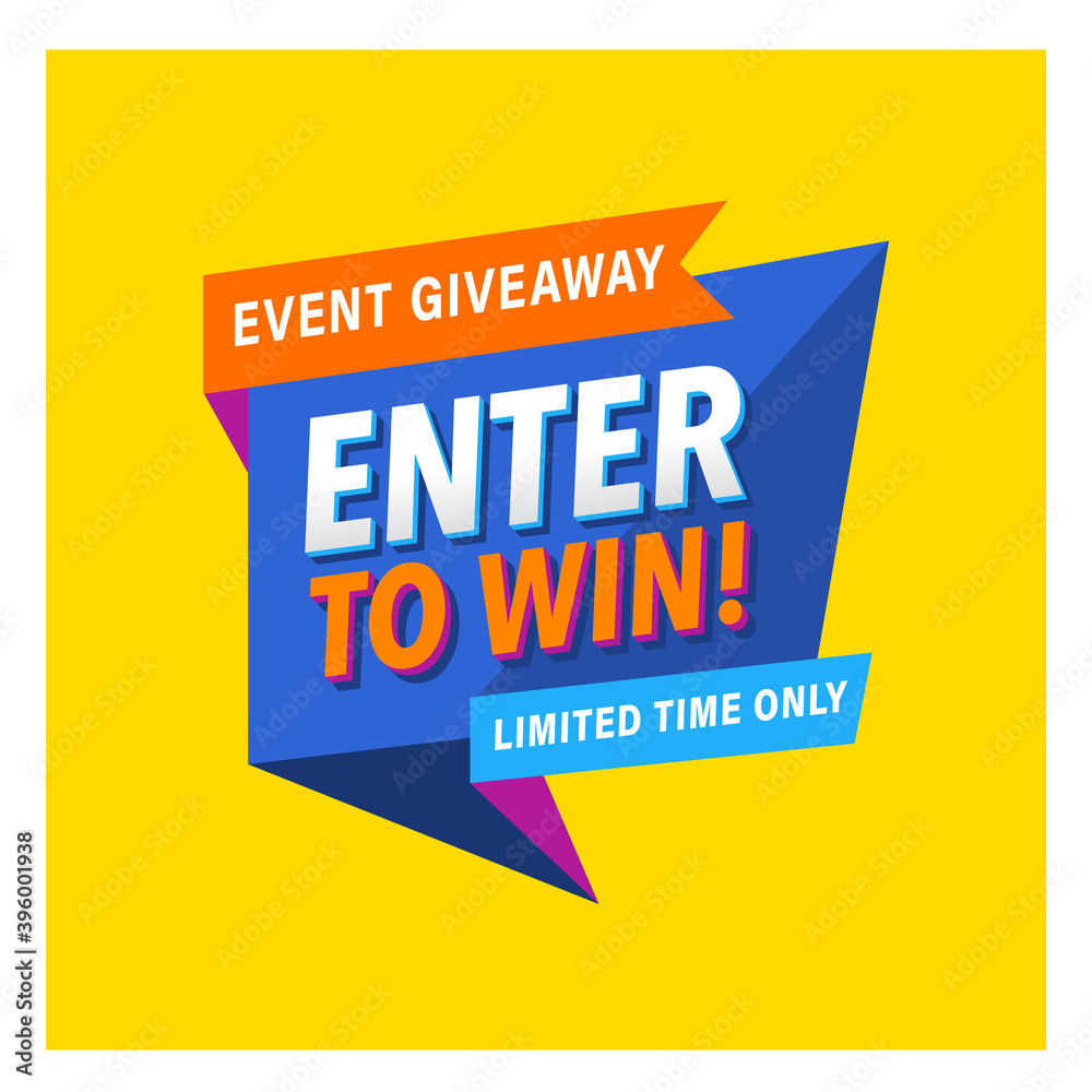 Giveaway poster template design for social media post or website banner. Gift box vector illustration with modern typography text style Giveaway banner for social media contests and special offer.
