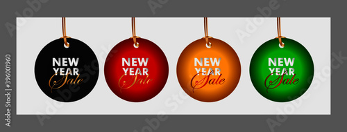 new year sale up to 70% event text label on black background vector design illustration.