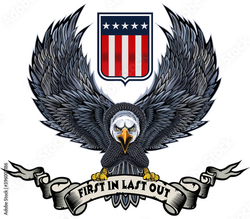 American eagle with USA flags
