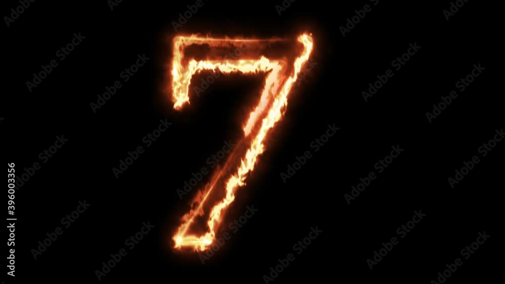 Fire number seven on alpha channel background.