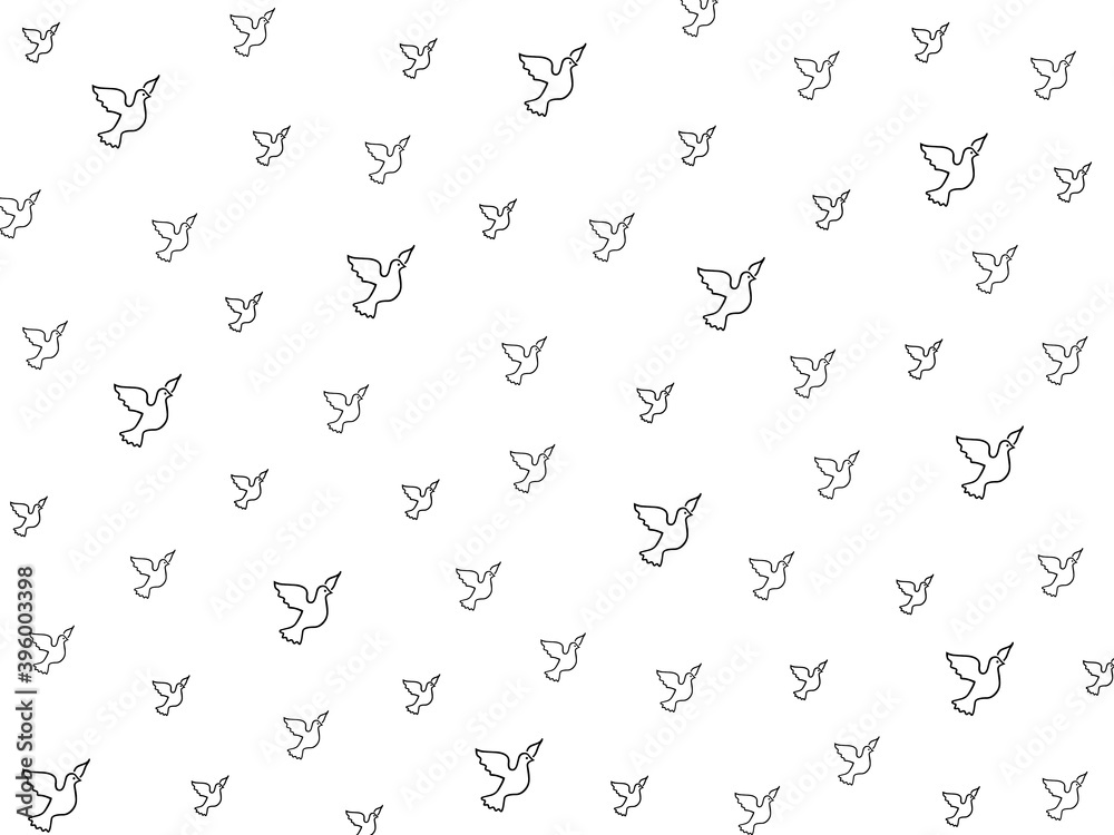 The repetitive pattern of the outline pigeon, a type of bird that is identified with a message of love, peace and hope.