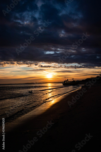 beautiful  mystical sunrise over the calm sea