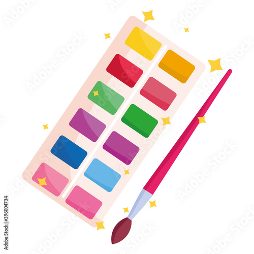back to school, artistic watercolor palette brush cartoon icon