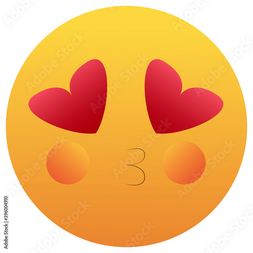 Smile in Love Kissing Emoticon. Kissing Emoji in Love. Isolated vector illustration on white background