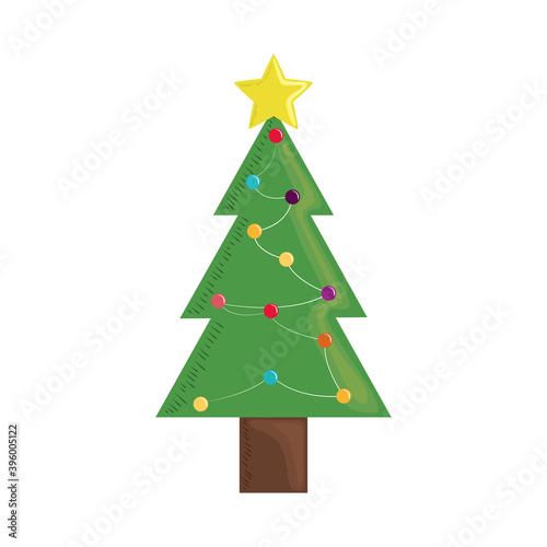 christmas tree with star and balls decoration
