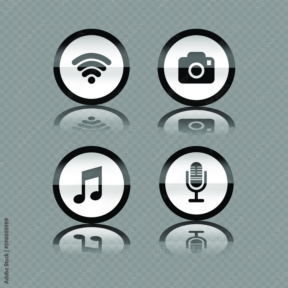 Vector image. Buttons with different icons. Vector image. Buttons with different icons.