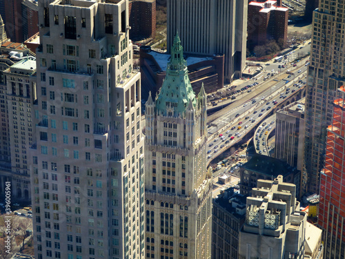 Canvas Print Lower Manhattan skyline including the Woolworth building.