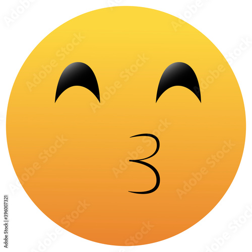 Smile in Love Kissing Emoticon. Kissing Emoji in Love. Isolated vector illustration on white background