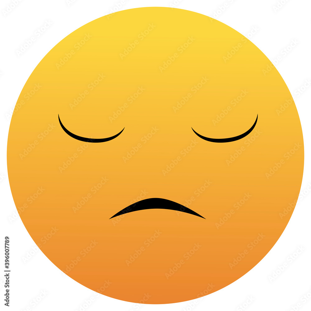 Vecteur Stock High quality emoticon on white background. Pensive