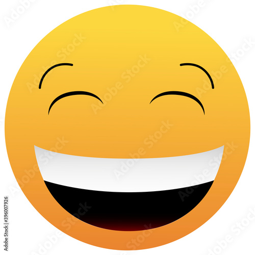 Smiling emoticon with happy eyes and smiley mouth isolated on white background