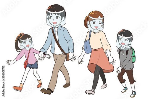家族でお出かけ　フェイスシールド