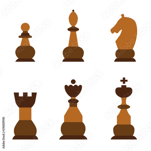 illustration of a set of chess pieces on an isolated background. Vector illustration