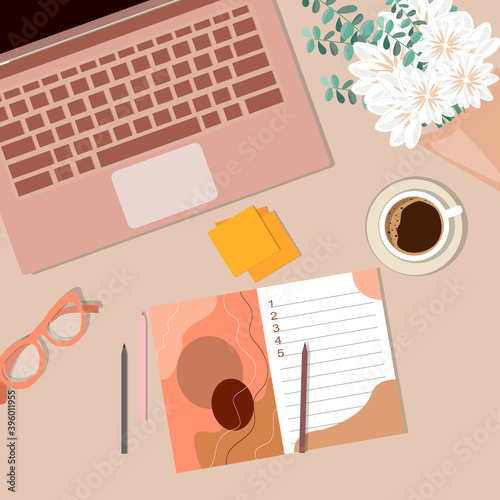 Interior of an office workplace. Work office at home