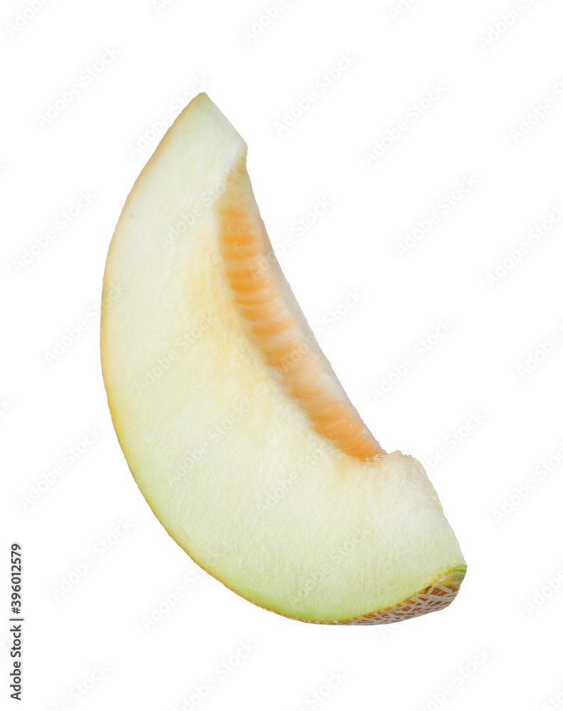 Piece of delicious honeydew melon isolated on white