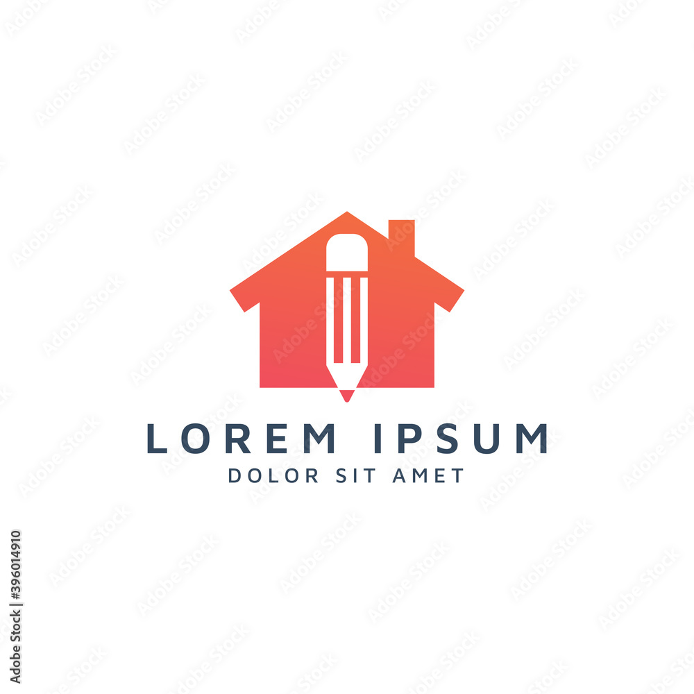 building and pencil negative space logo design building and pencil negative space logo design