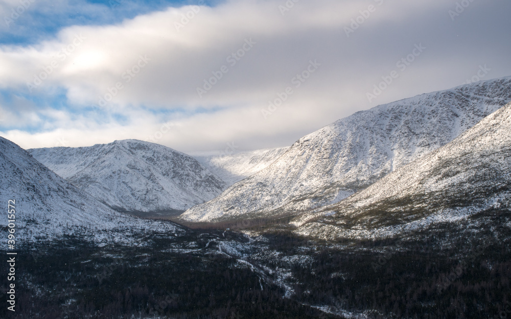 Mount Albert seen from point of view on a cold winter day, Gaspesie national park, Quebec, Canada