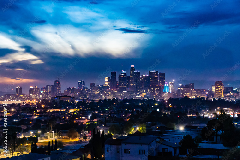 Obraz premium Night View of Downtown Los Angeles