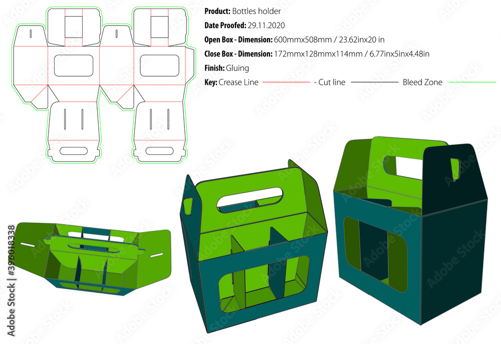 4 Pk Bottle Holder Template Printable