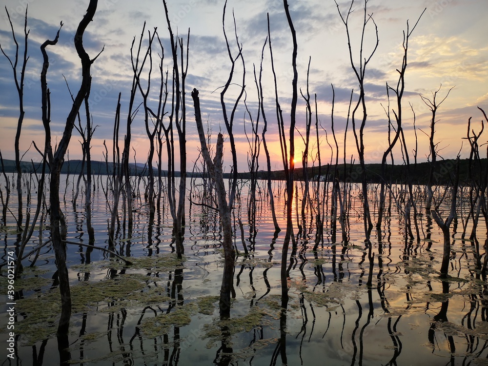 sunset on lake tambukan caucasus