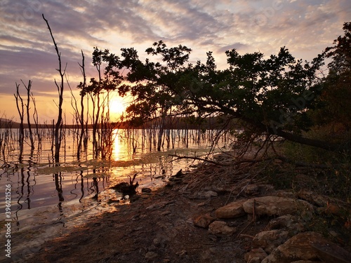 sunset on lake tambukan caucasus