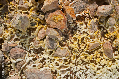 Sulfur deposit pattern at Naturalistic Park of Biancane near Monterotondo Marittimo, Tuscany, Italy.