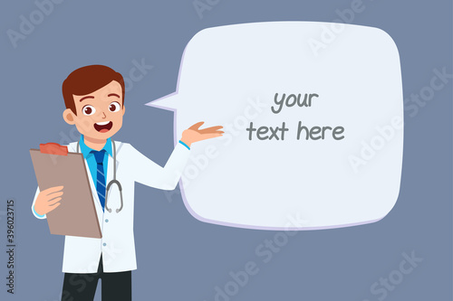 nice good looking young doctor standing with explain pose