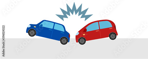 交通事故のベクターイラスト　乗用車同士の衝突