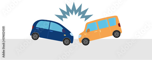 交通事故のベクターイラスト　乗用車同士の衝突