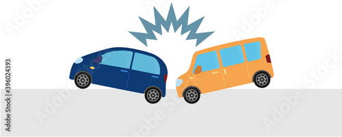 交通事故のベクターイラスト　乗用車同士の衝突