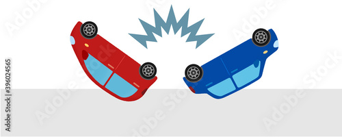 交通事故のベクターイラスト　乗用車同士の衝突