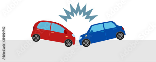 交通事故のベクターイラスト　乗用車同士の衝突