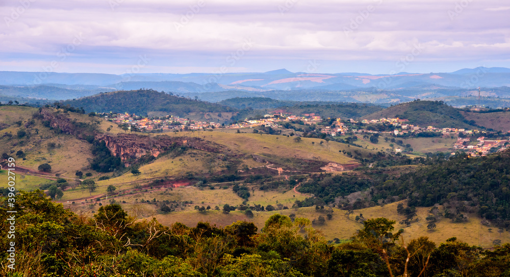 Brazil country side .Minas Gerais . Panoramic view of small town.