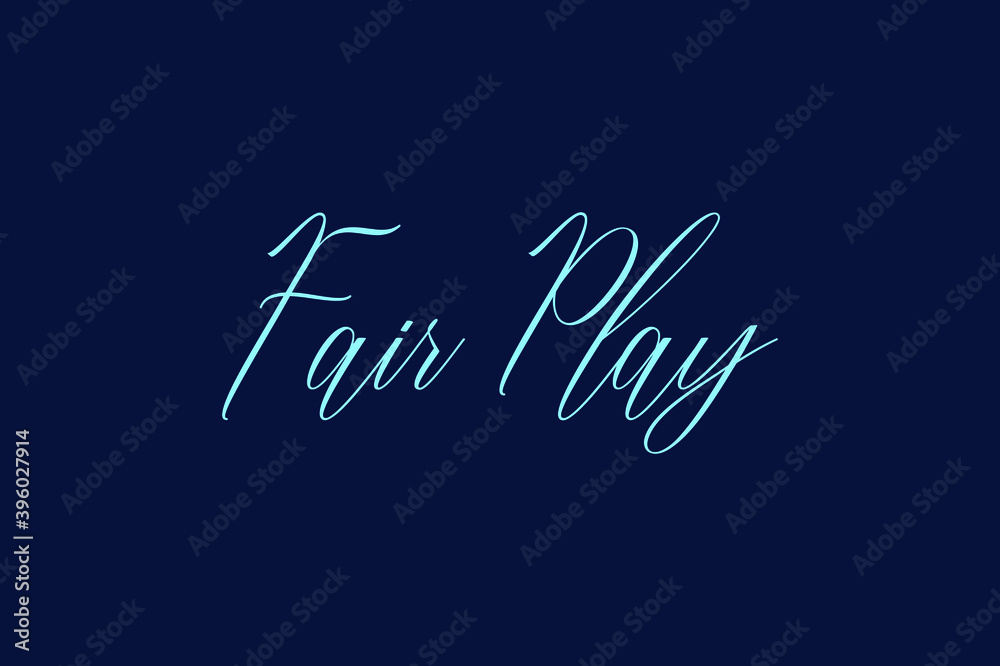 Fair Play Calligraphy Cyan Color Text Navy Blue Background