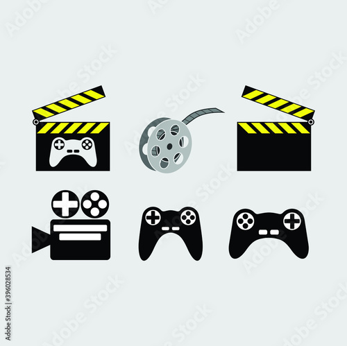 roll film and joy stick games illustration vector