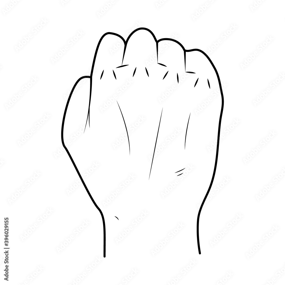 sketch of clenched hand, vector illustration sketch of clenched hand, vector illustration