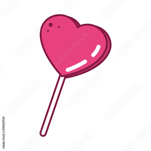 heart lollipop icon, line and fill style