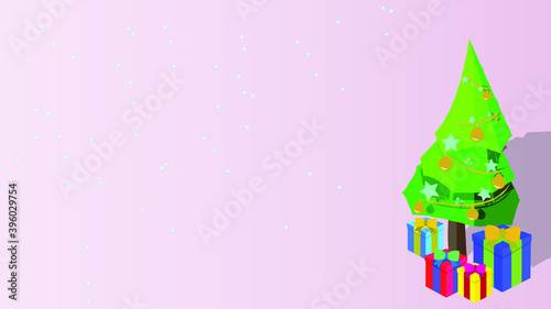 New backgrounds with christmas tree ornaments and gift boxes
