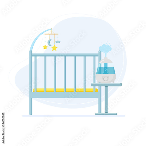 Vector illustration: electric humidifier in the children's room.