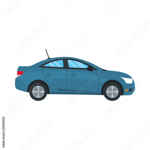 blue sedan car icon, colorful design